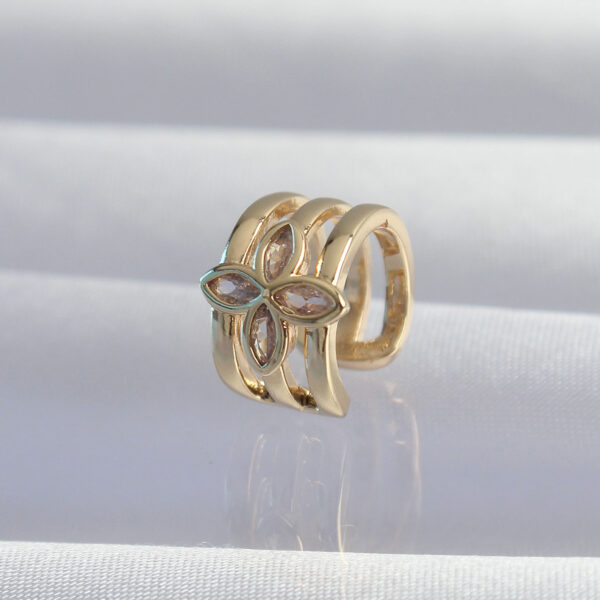Gold Renk Yonca Earcuff Küpe