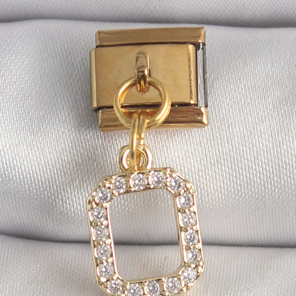 Çelik Gold Renk Sallantı Kare Zirkon Taşlı Nomination Charm