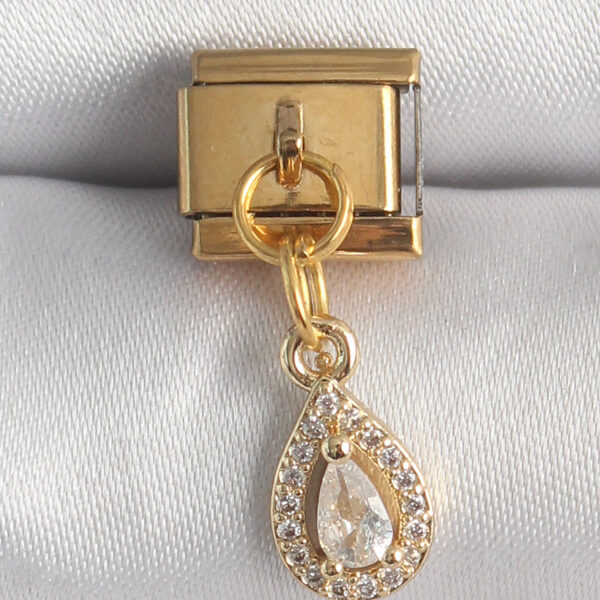 Çelik Gold Renk Sallantı Damla Zirkon Taşlı Nomination Charm