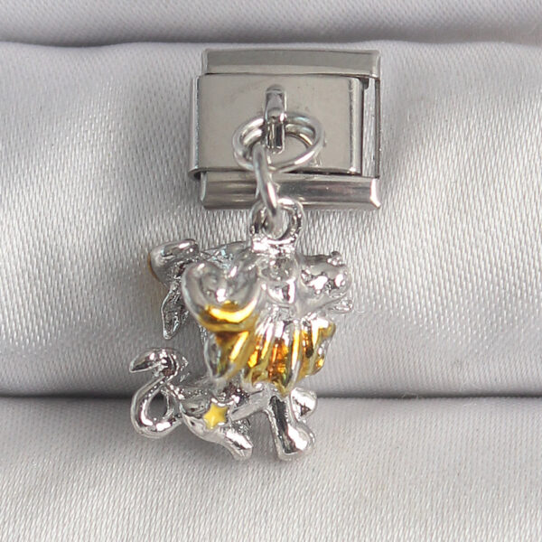 Çelik Gümüş Renk Sallantı Aslan Model Nomination Charm