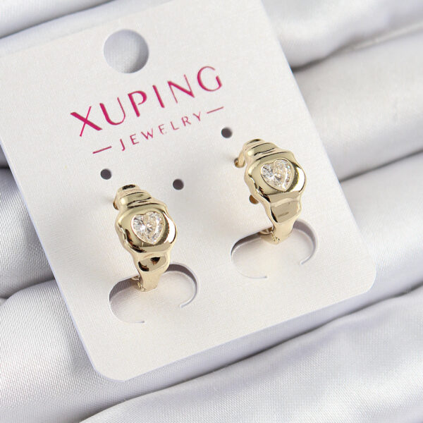 Xuping Zirkon Taşlı Kalp Model Gold Renk Küpe