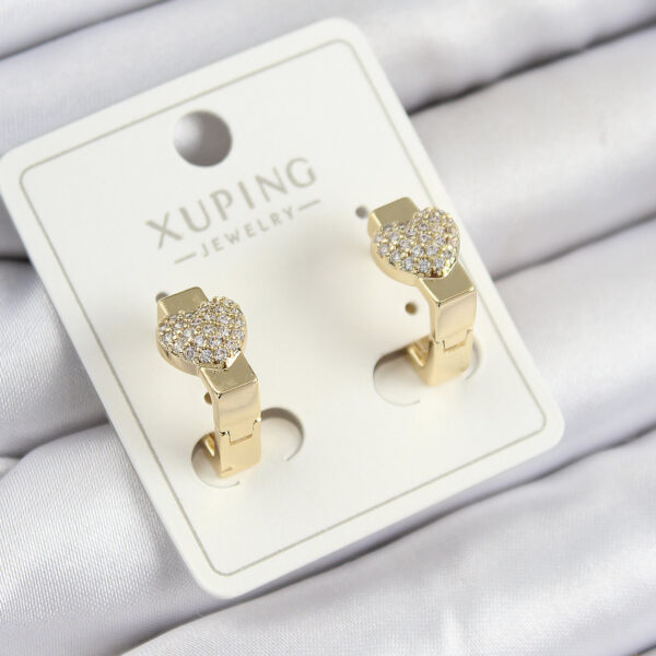 Xuping Zirkon Taşlı Kalp Model Gold Renk Küpe