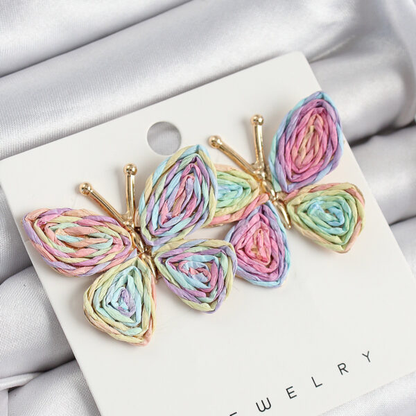 Rainbow Kelebek Model Gold Renk Hasır Küpe