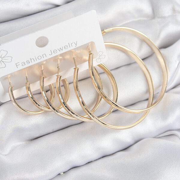 Halka Model Gold Renk Set Küpe