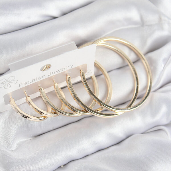 Halka Model Gold Renk Set Küpe