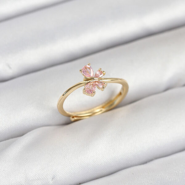Gold Renk Pembe Kelebek Yüzük