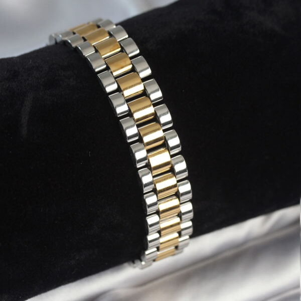 Çelik Gold ve Gümüş Renk 12 mm Kalınlık Erkek Bileklik