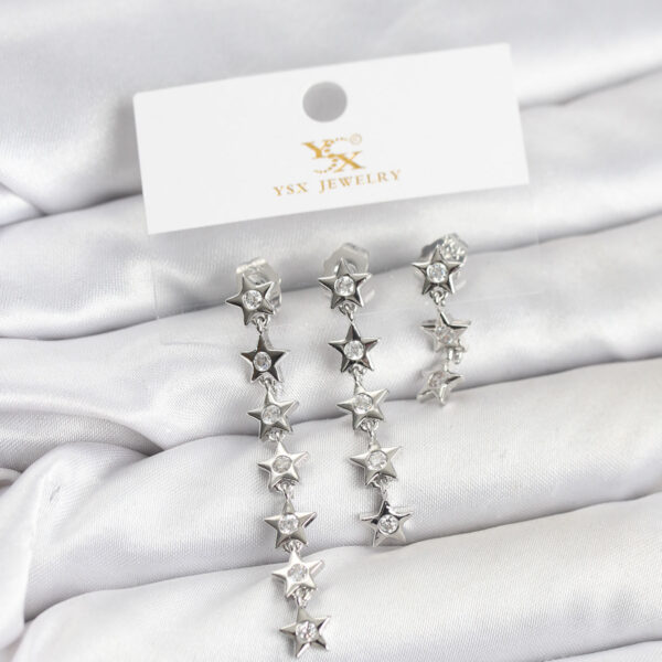 Gümüş Renk Yıldız Model YSX Trio Küpe Seti