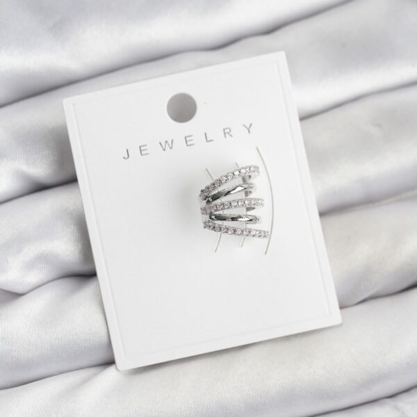 Gümüş Renk Zirkon Taşlı Kıkırdak Earcuff Küpe