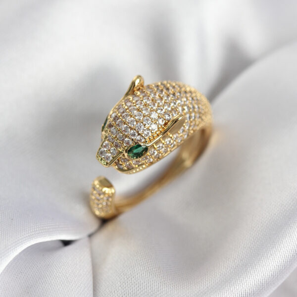Jaguar Model Gold Renk Zirkon Taşlı Yüzük