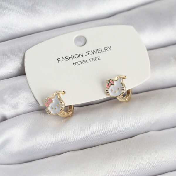Kitty Model Gold Renk Çocuk Küpe