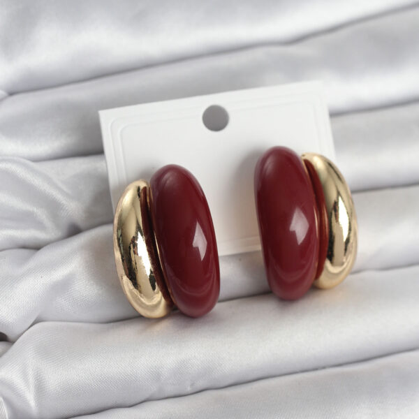 Damla Model Bordo Vintage Gold Renk Küpe