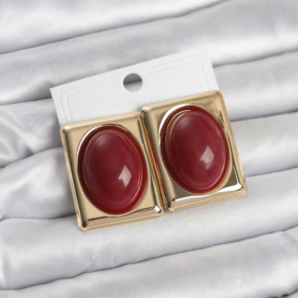 Bordo Kare Model Vintage Gold Renk Küpe