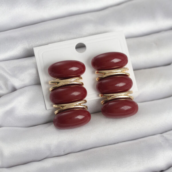 Bordo Vintage Model Gold Renk Küpe
