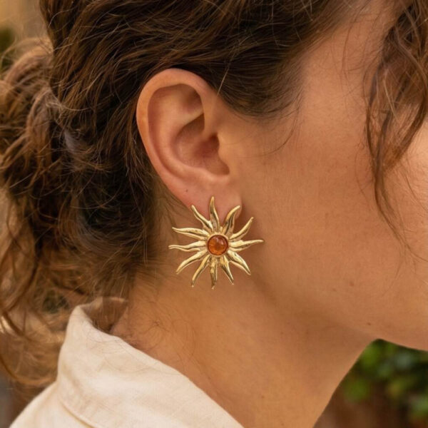 Güneş Model Gold Renk Küpe
