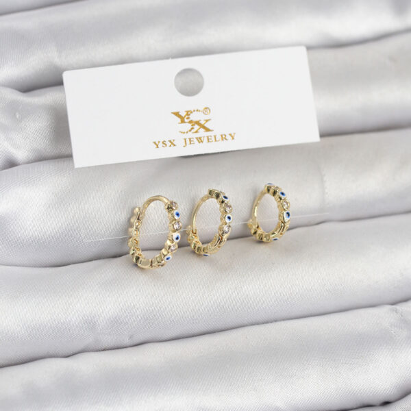 Gold Renk Nazarlı Model 3'lü Küpe