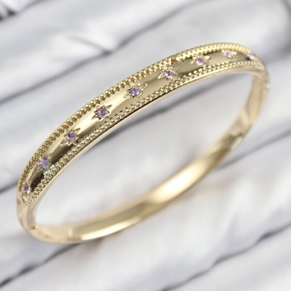 Zirkon Taşlı Kutup Yıldızı Model Gold Renk Kelepçe