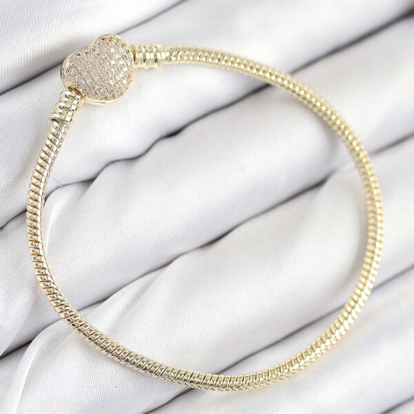 Charm Zirkon Taşlı Kalp Model Gold Renk Bileklik