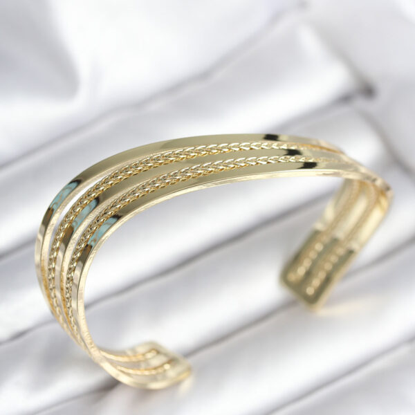 Eğik Şerit Model Gold Renk Bileklik