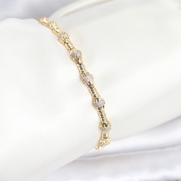 Gold Renk VIP Seri Punta Model Zirkon Taşlı Bileklik