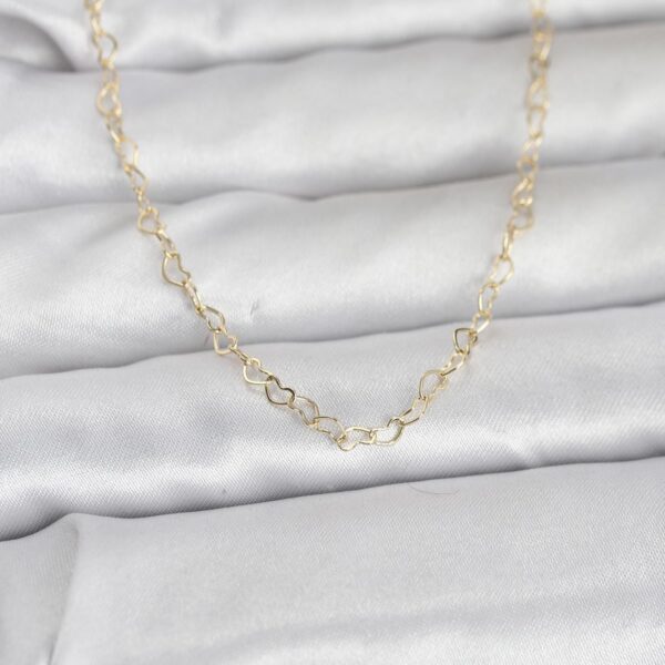 Gold Renk Kalp Zincirli 60 cm Kolye