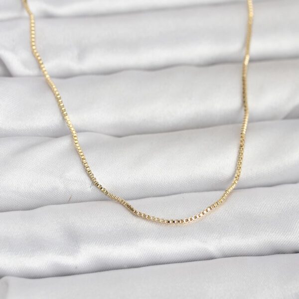Gold Renk İnce Kare Zincirli Model 60 cm Kolye