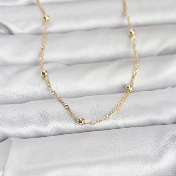 Gold Renk Burgu ve Top Zincirli Model 60 cm Kolye