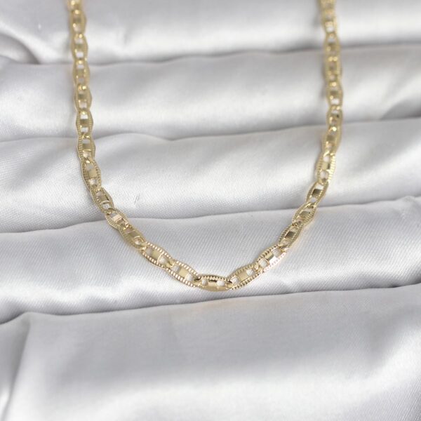 Gold Renk Lazer Kesim Zincirli Model 60 cm Kolye