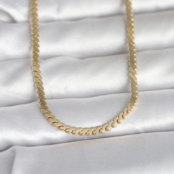 Gold Renk Yassı Ezme Zincir Model 60 cm Kolye
