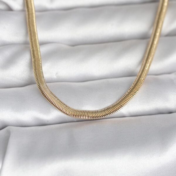 Gold Renk Yassı Yılan Zincir Model 45 cm Kolye