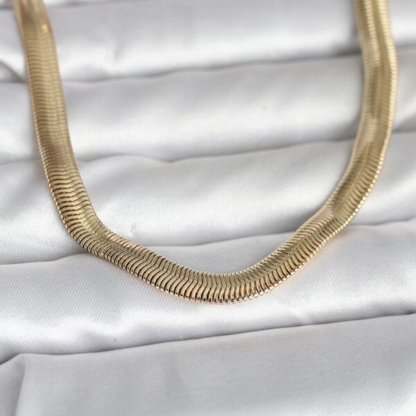 Gold Renk Kalın Yassı Yılan Zincir Model 45 cm Kolye