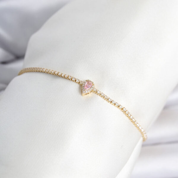 Gold Renk Pembe Damla Model Su Yolu Bileklik