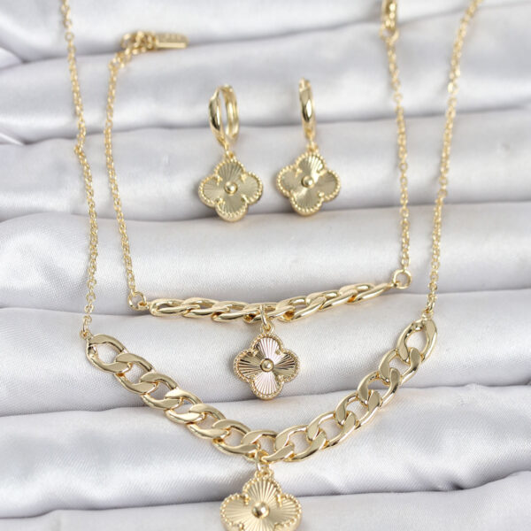 Gold Renk Kolye Bileklik ve Küpe Seti