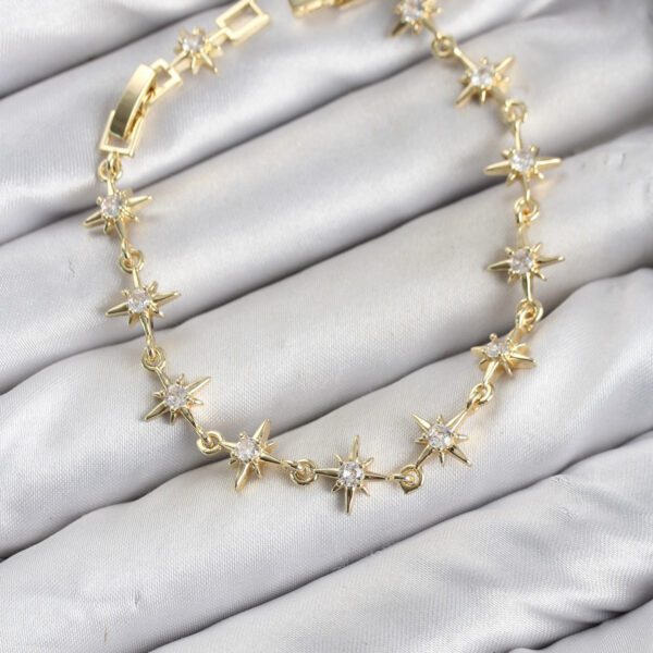 Kutup Yıldızı Model Gold Renk Zirkon Taşlı Bileklik