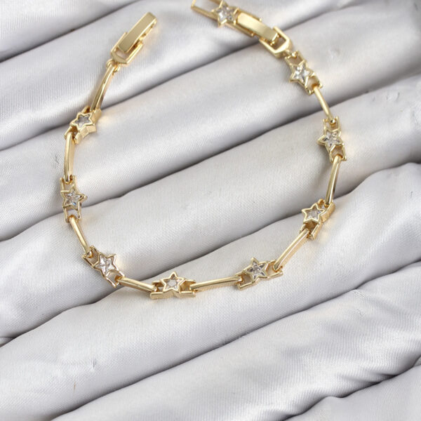 Gold Renk Yıldız Model Zirkon Taşlı Bileklik