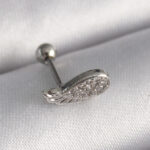 Çelik Gümüş Renk Zirkon Taşlı Kanat Tragus Piercing