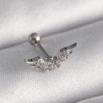 Çelik Gümüş Renk Zirkon Taş Detay Kanat Model Tragus Piercing