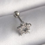 Çelik Gümüş Renk Zirkon Taşlı Yıldız Model Tragus Piercing