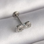 Çelik Gümüş Renk Zirkon Taşlı Sonsuzluk Model Tragus Piercing