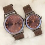 Kahverengi Deri Kordonlu Rose Metal Kasa Sevgili Saatleri