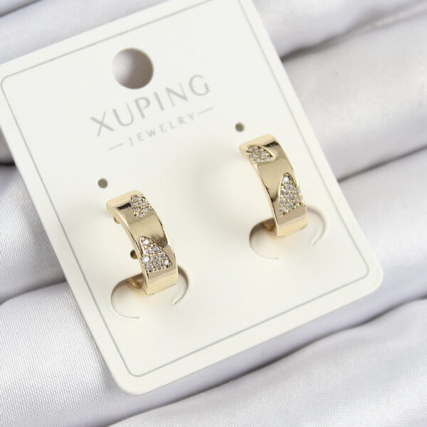 Xuping Zirkon Taşlı Desenli Halka Model Gold Renk Küpe