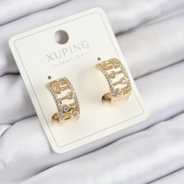 Xuping Zirkon Taşlı Çit Halka Model Gold Renk Küpe