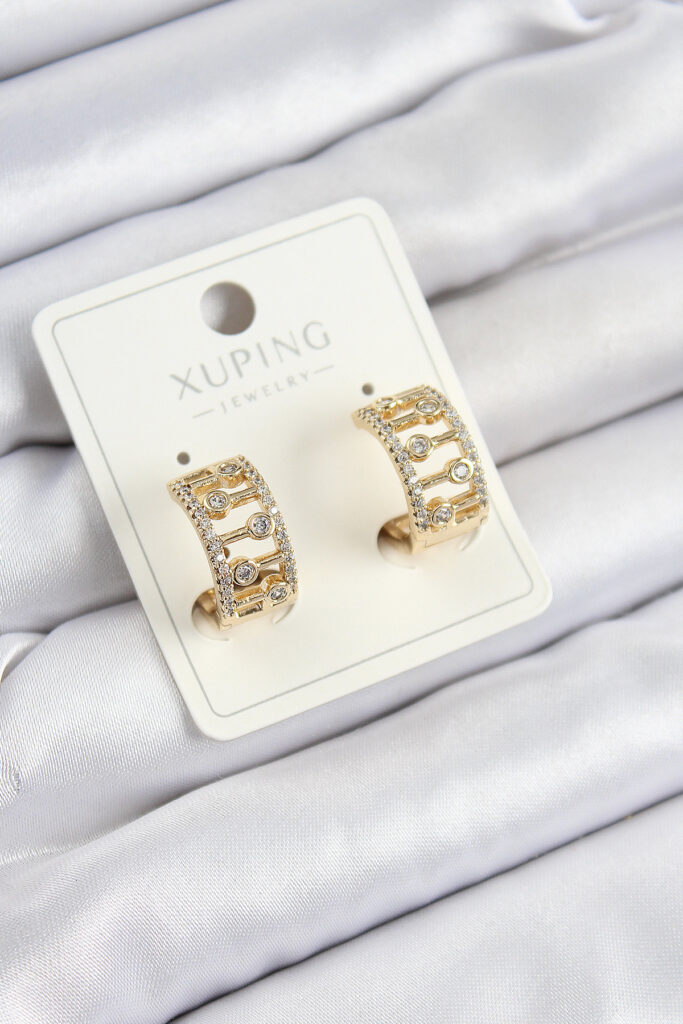 Xuping Zirkon Taşlı Çit Halka Model Gold Renk Küpe