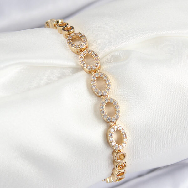 Zirkon Taşlı Oval Model Gold Renk Bileklik
