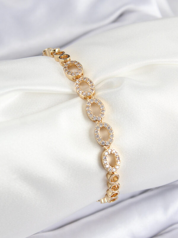 Zirkon Taşlı Oval Model Gold Renk Bileklik