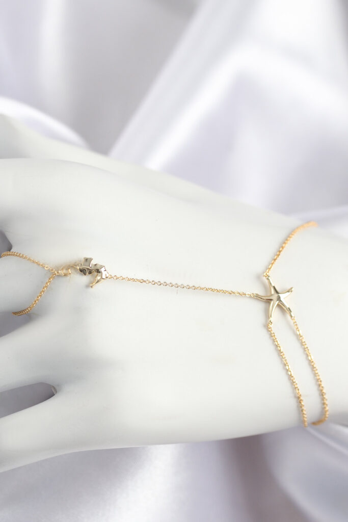 Zirkon Taşlı Deniz Atı Ve Yıldız Model Gold Renk Şahmeran
