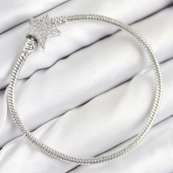 Charm Zirkon Taşlı Yıldız Model Gümüş Renk Bileklik
