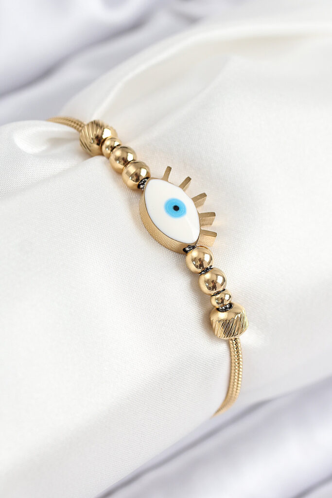 Çelik Göz Charm Model Gold Renk Bileklik