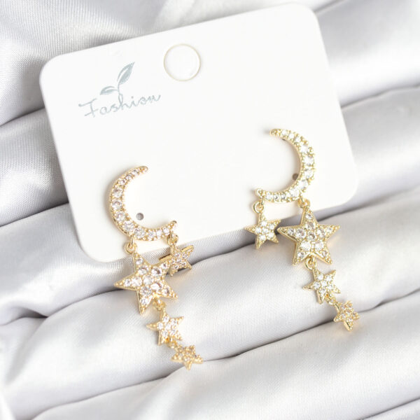 Ay ve Yıldız Model Gold Renk Küpe