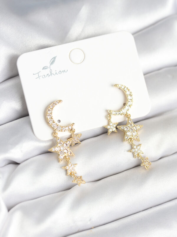 Ay ve Yıldız Model Gold Renk Küpe